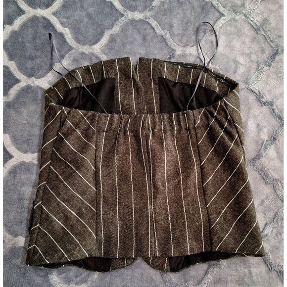 Kirious Los Angeles Grey & White Pinstripe Strapless Vest XS - Picture 2 of 4